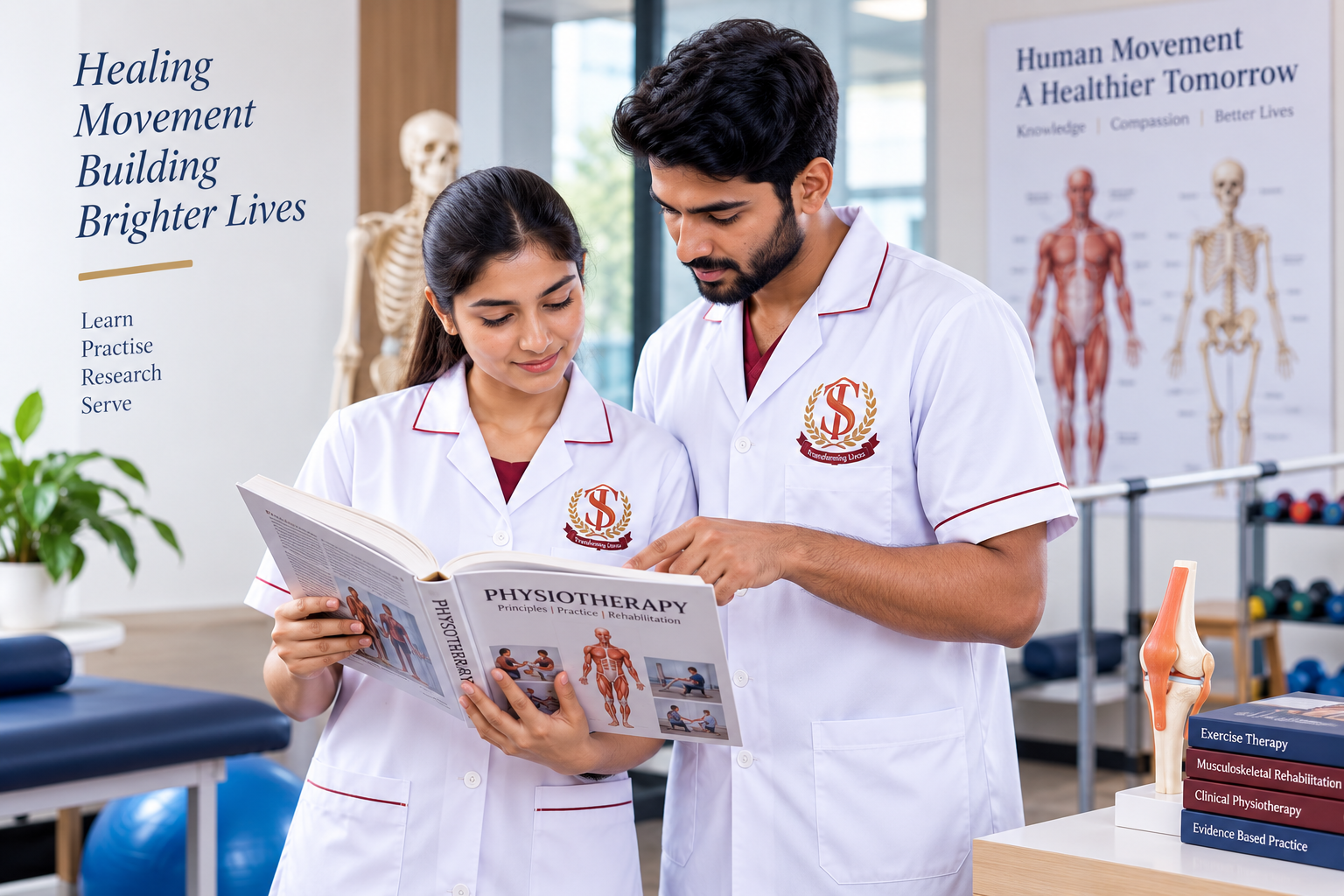 Physiotherapy students learning and clinical training